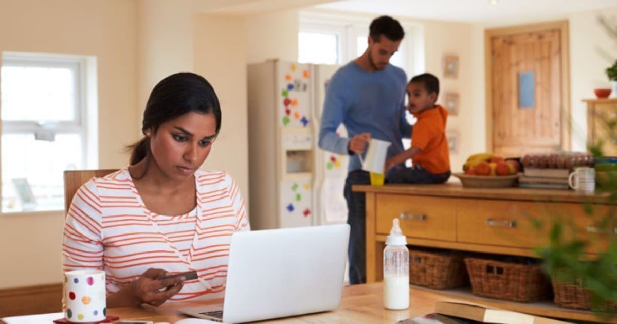 Doing household chores reflection image