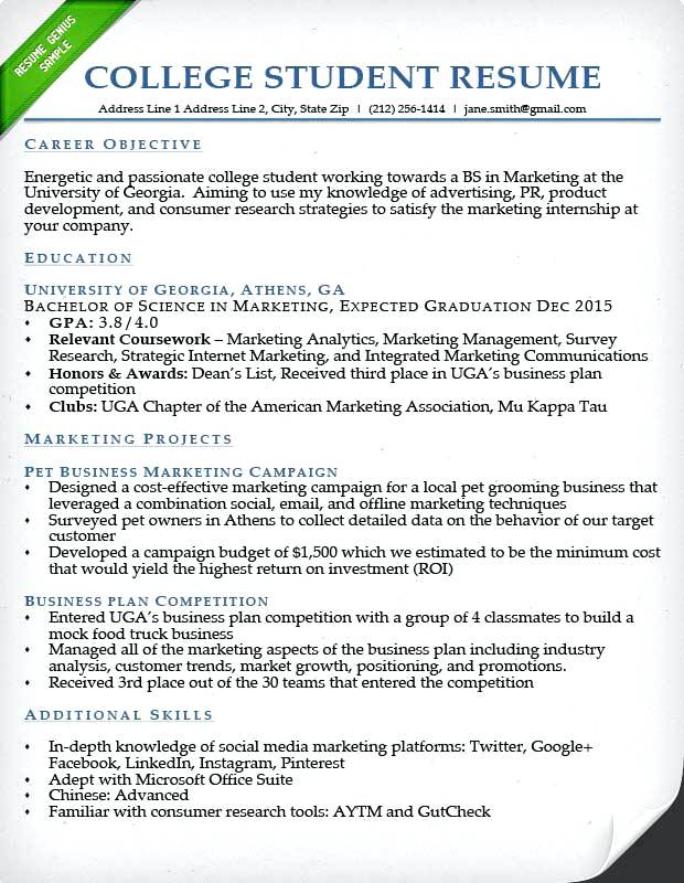 Everything You Need On Your Resume As A College Student Fairygodboss