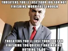 mean boss threatens meme