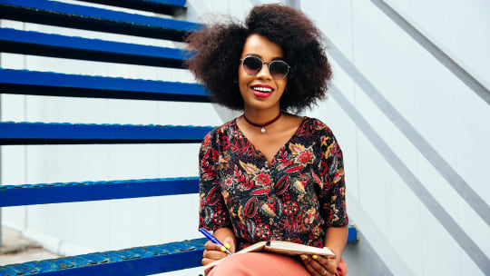 Woman with notebook