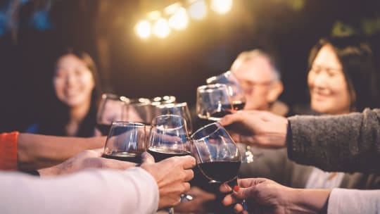 people toasting an to a retiring employee