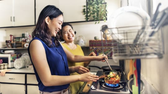 Mom and daughter in kitchen