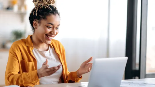 women in a remote interview