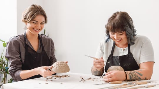 Two women at work