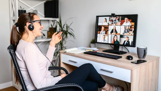 Happy woman on Zoom call