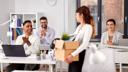 Coworkers applauding