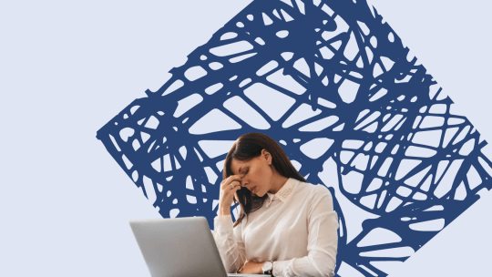 woman with head in hands looking frustrated