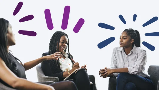 women talking at work