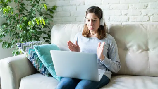 Woman on video interview