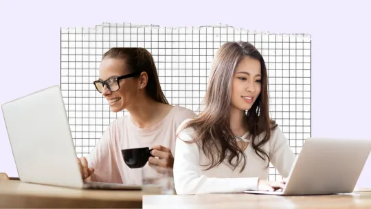 two women on virtual work call
