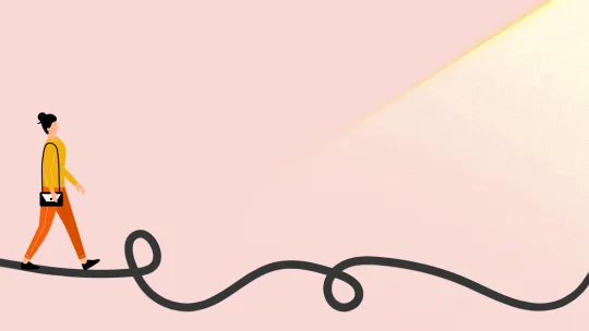 woman walking toward success