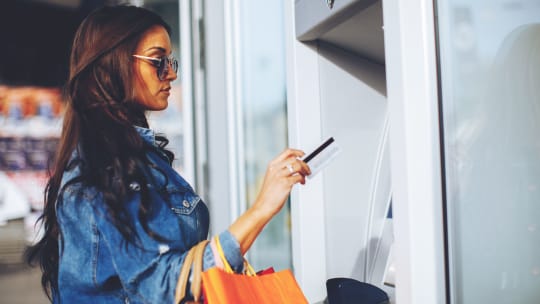 Woman at ATM