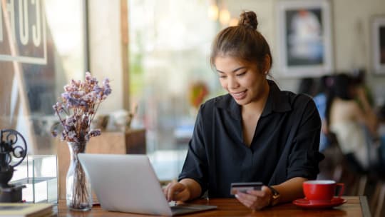 Woman using laptop