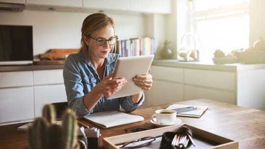 Woman working at home