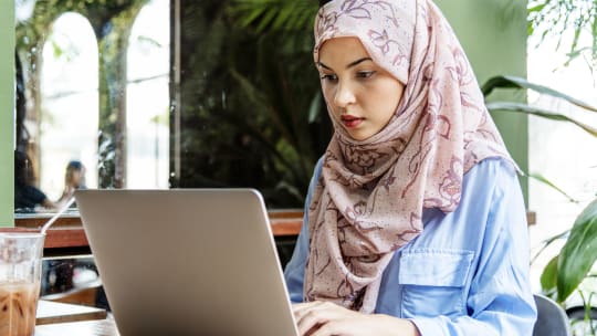 Woman using laptop