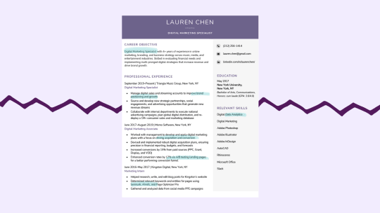 ats resume template with highlighted words
