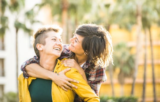 Pansexual Couple Piggyback Ride