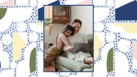 mother working from home