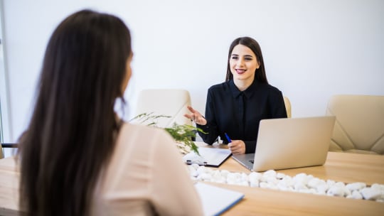 women in an interview