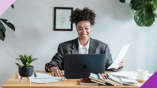 Woman on an online job interview