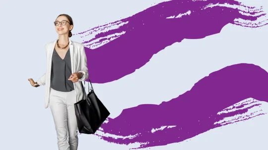 woman leaving the office