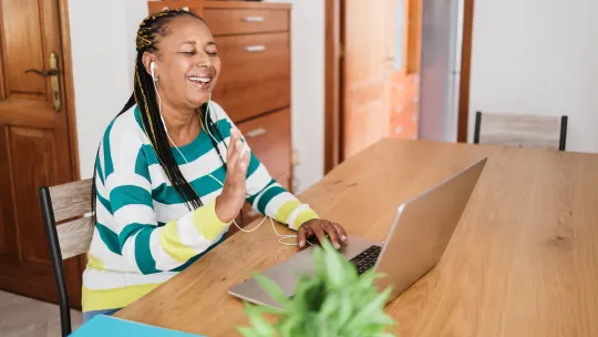 Woman on video call