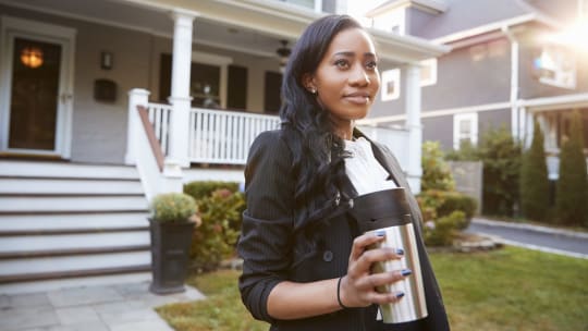 Woman walking to work