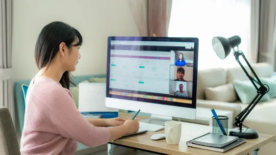 woman on virtual work call