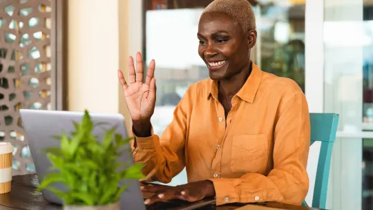 Woman on video call