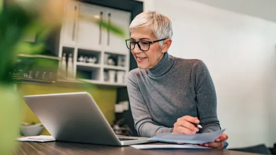 Woman working at home