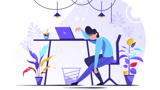 Frustrated woman at desk