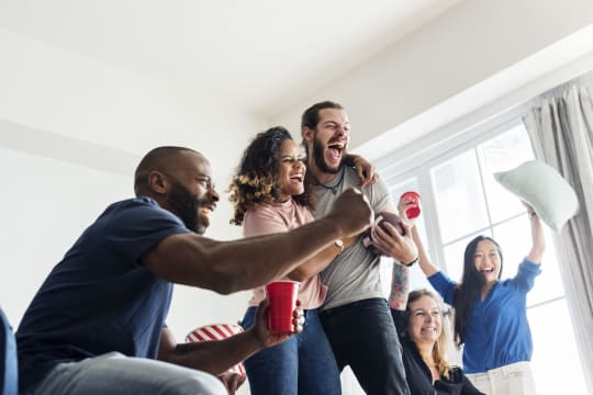 Coworkers Watching the Super Bowl