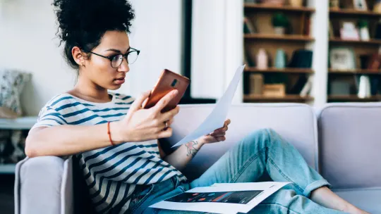 Woman looking at papers