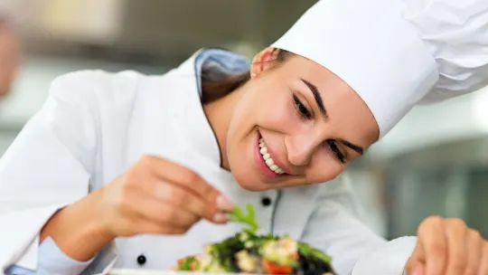 Chef preparing a salad