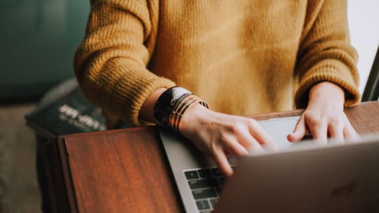 Woman working on computer