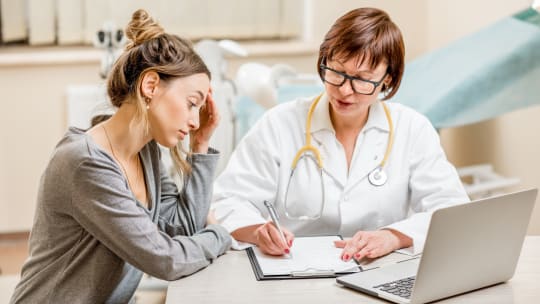 Woman at doctor's office