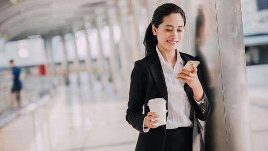 woman checking work phone