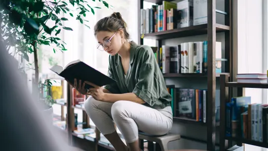 woman reading a book