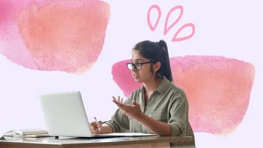 Woman speaking on virtual meeting