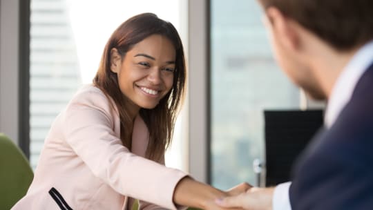 young woman smiling on an interview