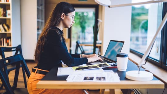 Woman working on computer