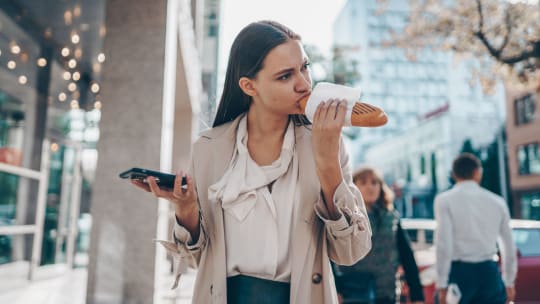 Woman eating lunch