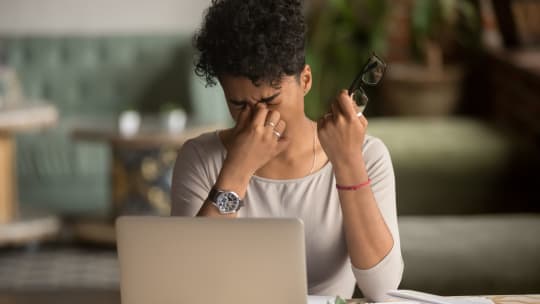 Woman burnt out at work