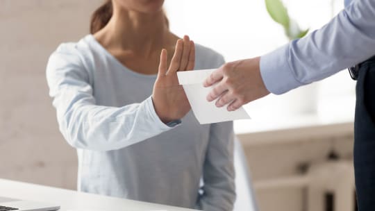 woman declining job offer