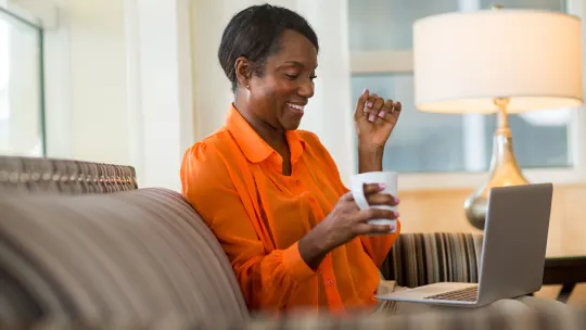 Woman working on laptop