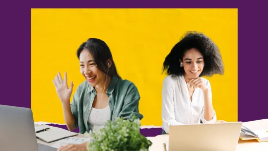 two women on work video call