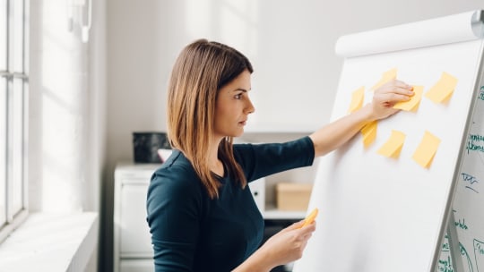 Woman preparing for presentation