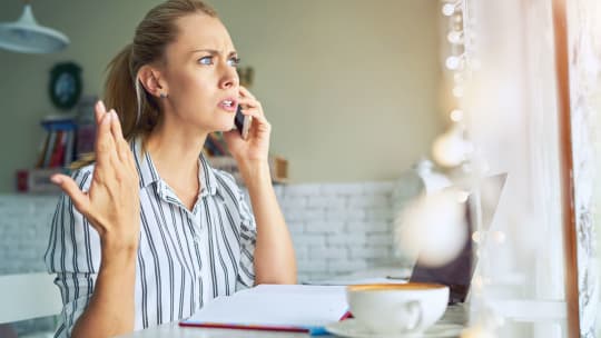 Annoyed woman at work