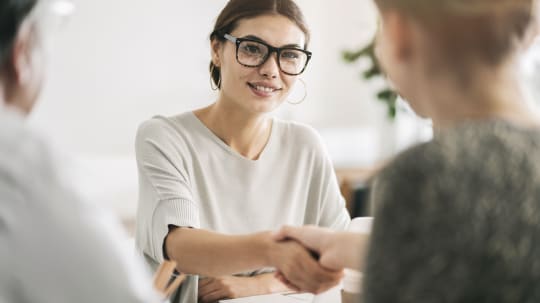 A woman interviewing