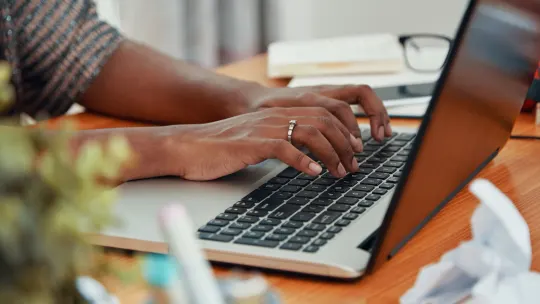 Woman typing